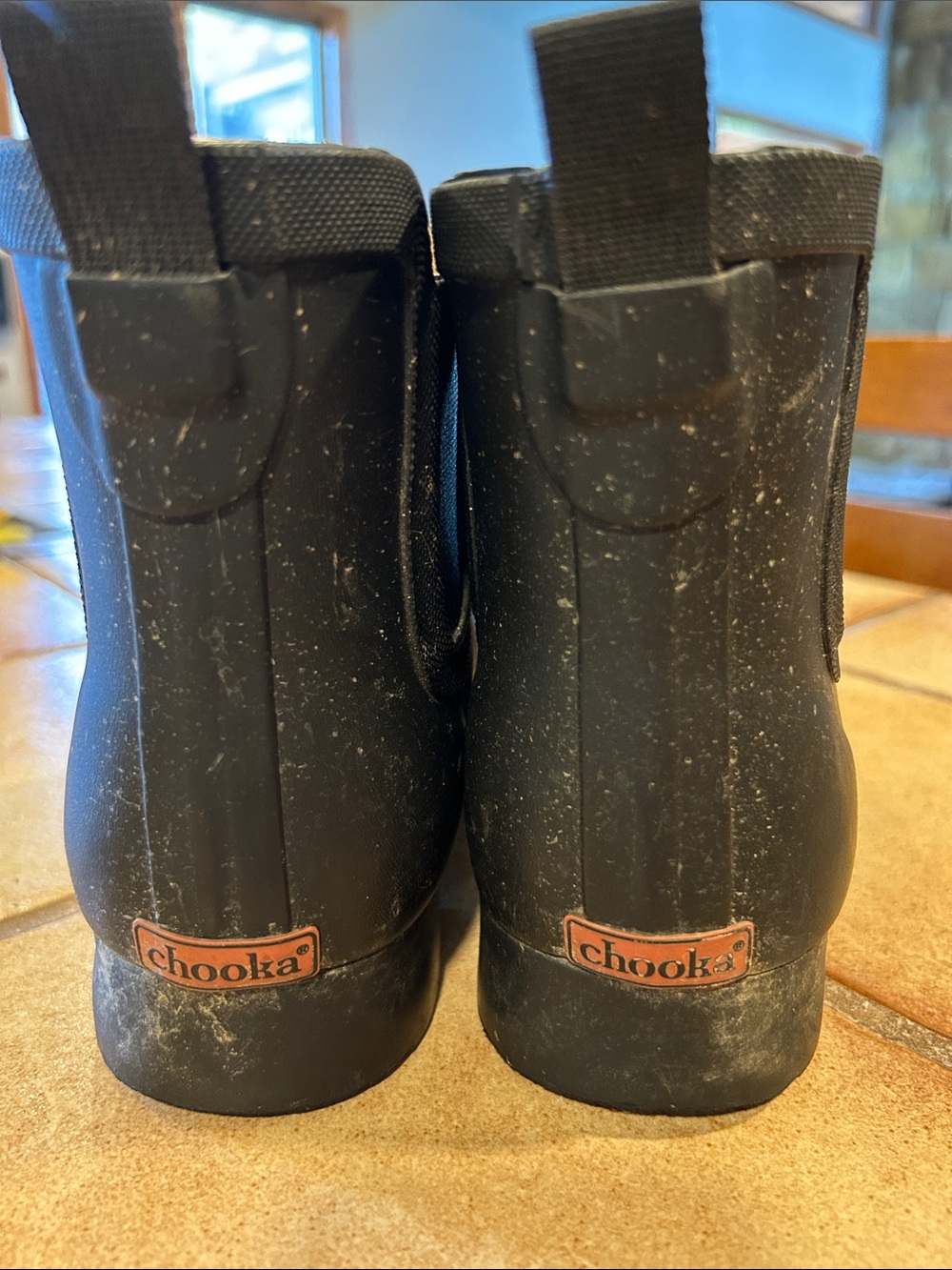 chooka Womens Black Slip-On Rain Boots